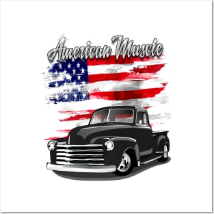 1948 Black Chevy Pickup Truck American Muscle Posters and Art